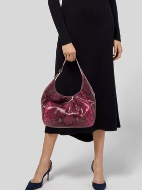 Michael Kors Fuchsia Python-Print Hobo Bag